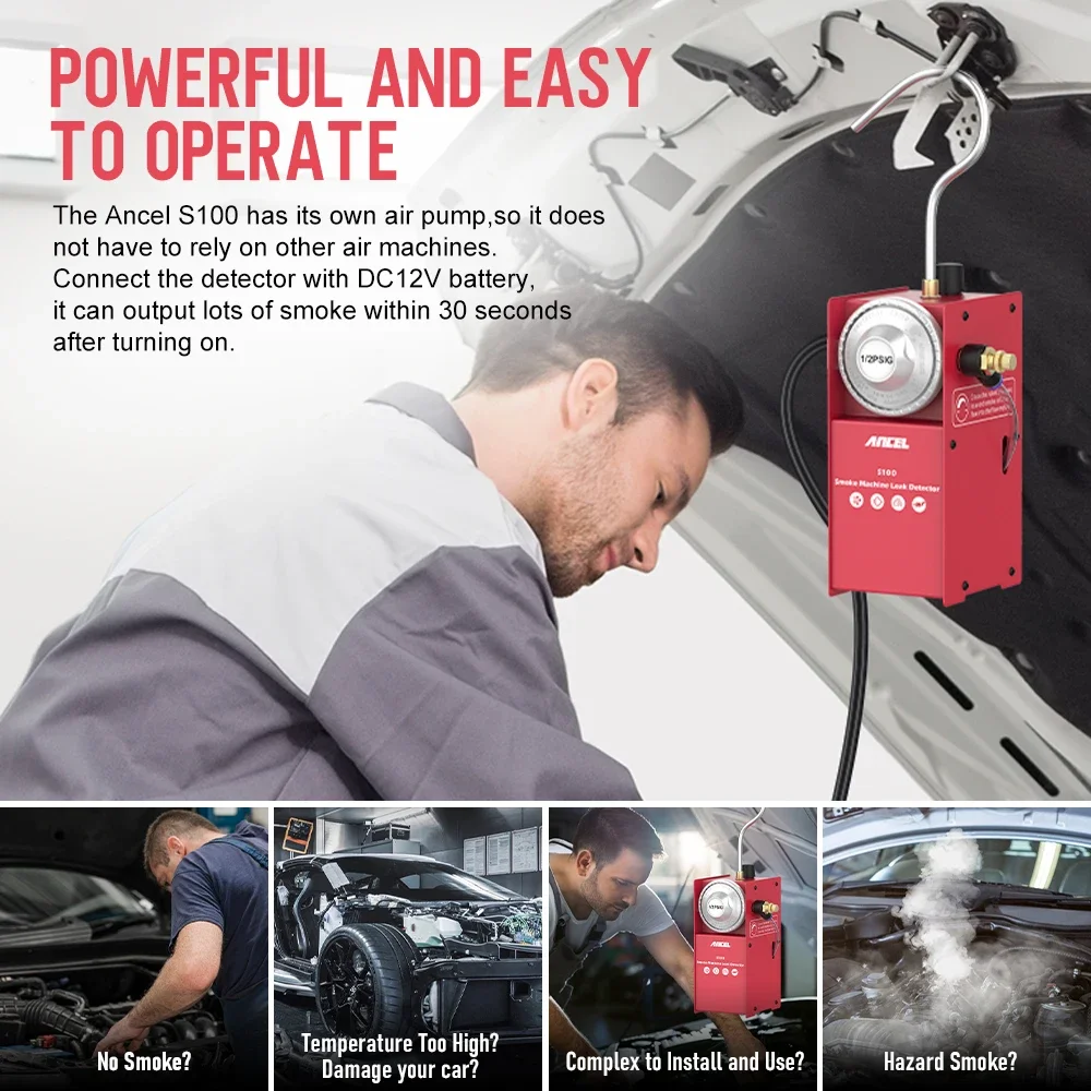 Afbeelding 4: Ancel S100 Auto Rooklekdetector EVAP Vacuüm Lekdetectie Diagnostisch Gereedschap DC12V Brandstofleiding Lekzoeker Auto Lek Rookdetector