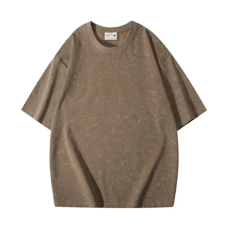 Summer 220g Men's Oversized Washed Cotton T-shirt Personalized Custom Printed Logo Diy Design Loose Casual Short Sleeved Top