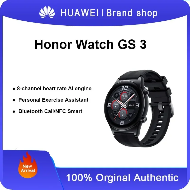 Honor Watch GS 3 Smart Sports Bluetooth Watch Heart Rate Sleep Blood Oxygen Detection Waterproof Support NFC For Android IOS