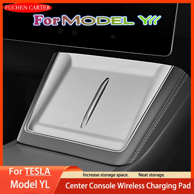 Para Tesla Model YL Lançamento 2026: Tapete Antiderrapante de Silicone para Console Central, Suporte de Carregamento Sem Fio para Celular, Acessórios Protetores Automotivos