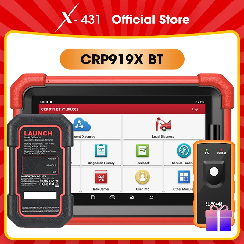 X-431 CRP919X BT LAUNCH OBD2 Scanner Automotive Diagnostic Tools Car Diagnosis CANFD DOIP ECU Coding OBDII Scan Free Shipping