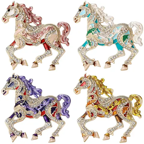 1Pc Exquisite Horse Brooch for Women Men Fashion Animal Brooches Pins Jewelry Trendy Accessories Birthday Gifts 2025