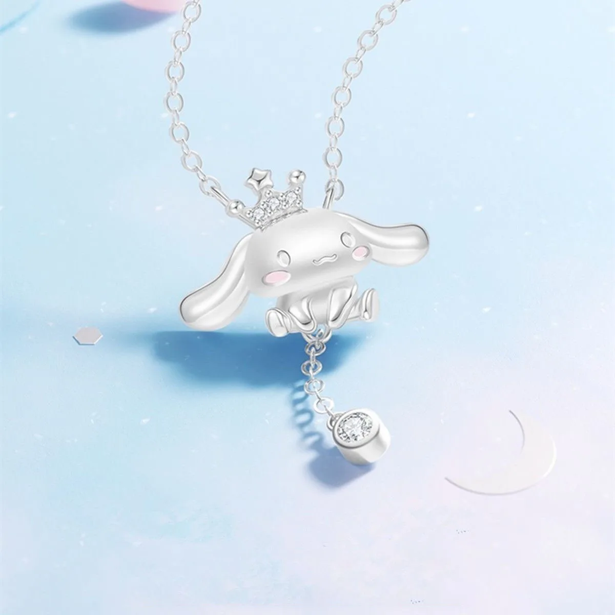 Cartoon Cute Sanrio Cinnamoroll collana per le donne 999 ornamenti in argento Sterling strass ciondolo gioielli regali di festa