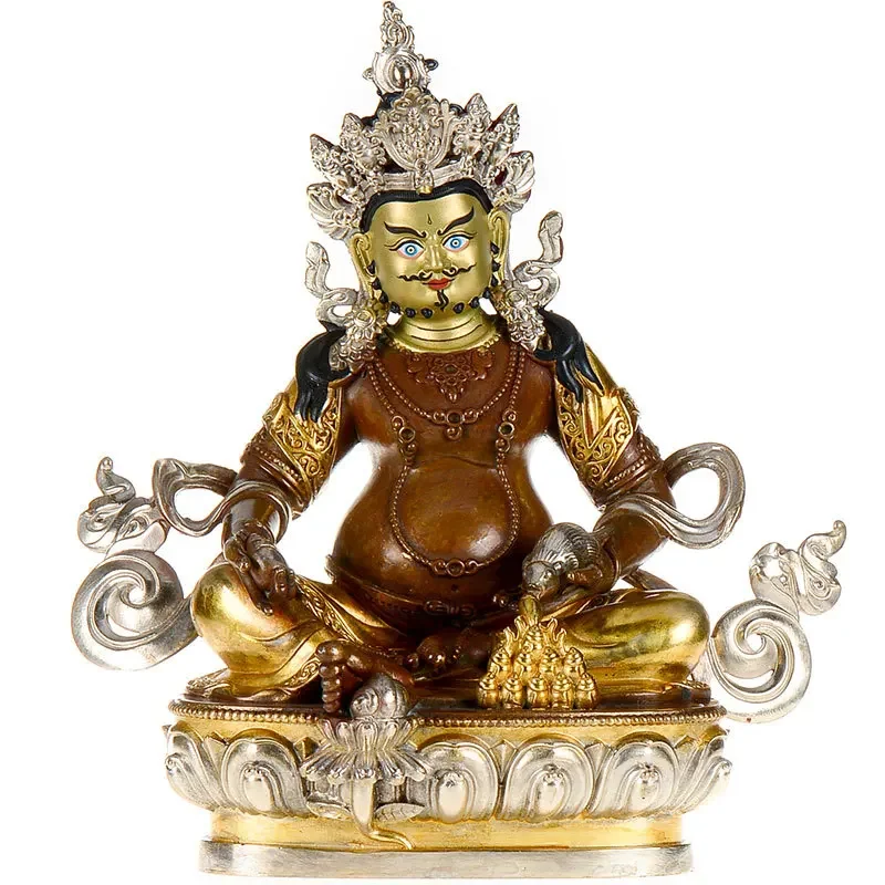 21CM large -High-grade Buddha brass statue- HOME family effective protection Tibetan Nepal Yellow Jambhala fortune god Buddha