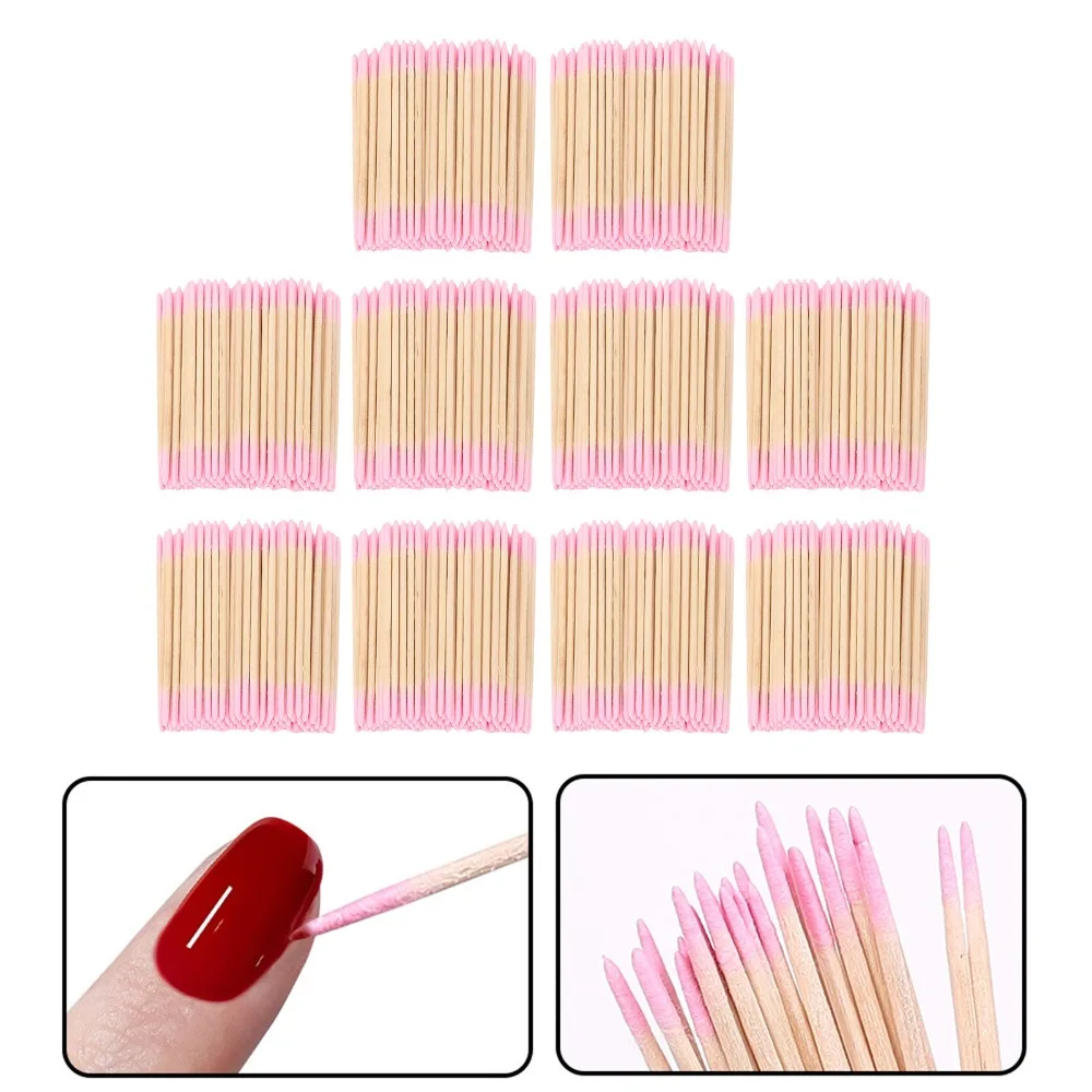 10 Bags Dual-End Pointed Double Pointed Cotton Swabs Wooden Stick Body Precision Tip Cleaning Swabs