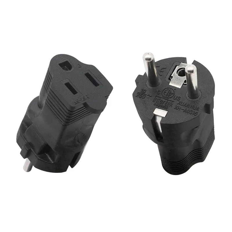 Niemcy francja Travel Adapter wtyczki zasilającej (typ C) USA NEMA 5-15R gniazdo do ue Schuko konwerter zasilania 16A 250V Indust