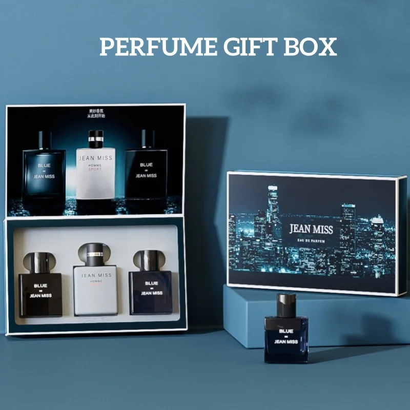 

High-End Men's Perfume Gift Box 3pcs Set Fresh Woody Notes Eau De Toilette Lasting Fragrance Body Spray Muscle Men's Perfume