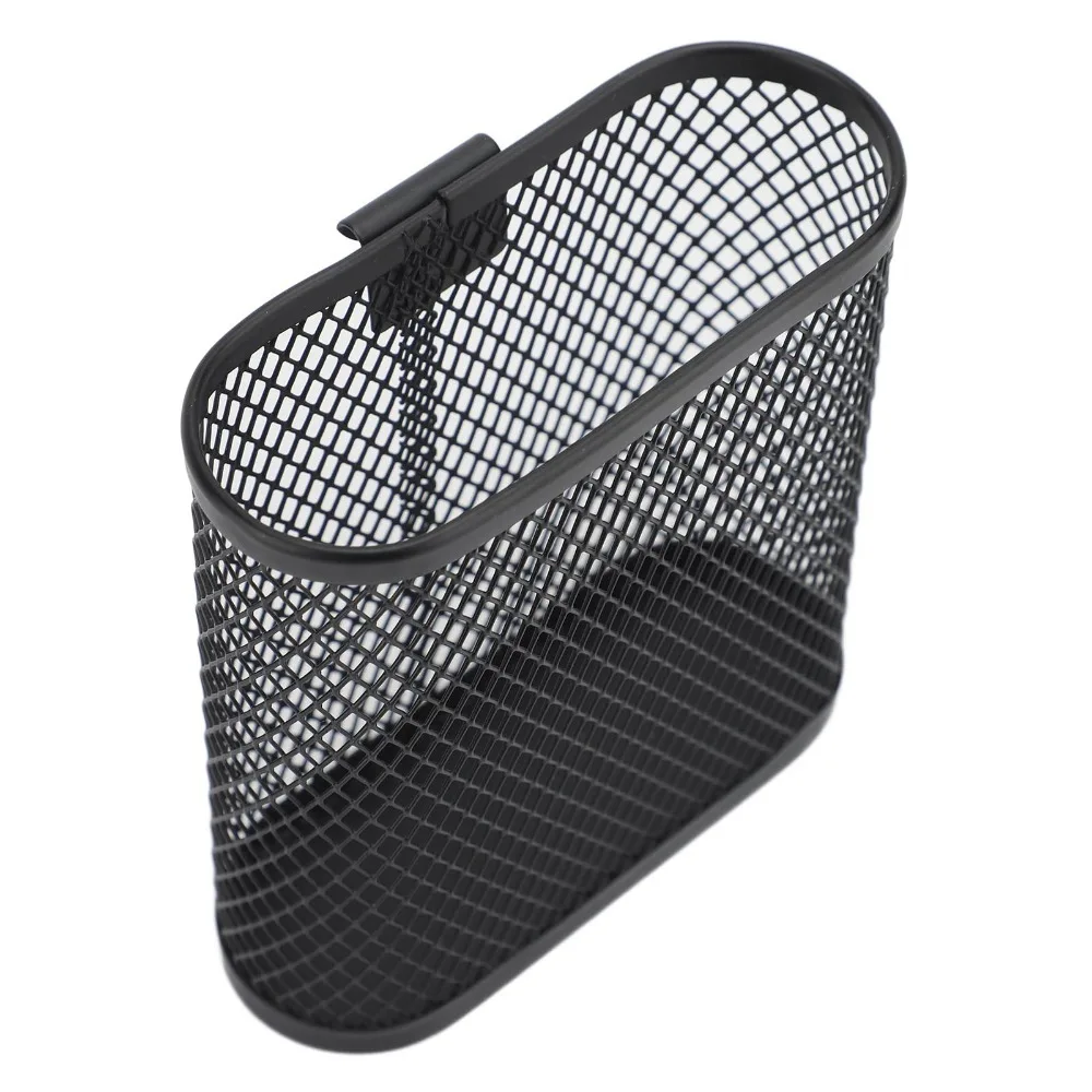 Metal Wall Mount Pen Holder Oval Shape Hook On Style Desk Side Pen Organizer Grid Structure Hollow Out Hanging Pencil Cup