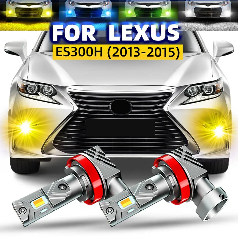 2x Car LED Front Fog Lights Bulbs Dual Colors Switchback White Yellow For Lexus ES300H 2013 2014 2015 ICE BLUE GREEN 12V Canbus