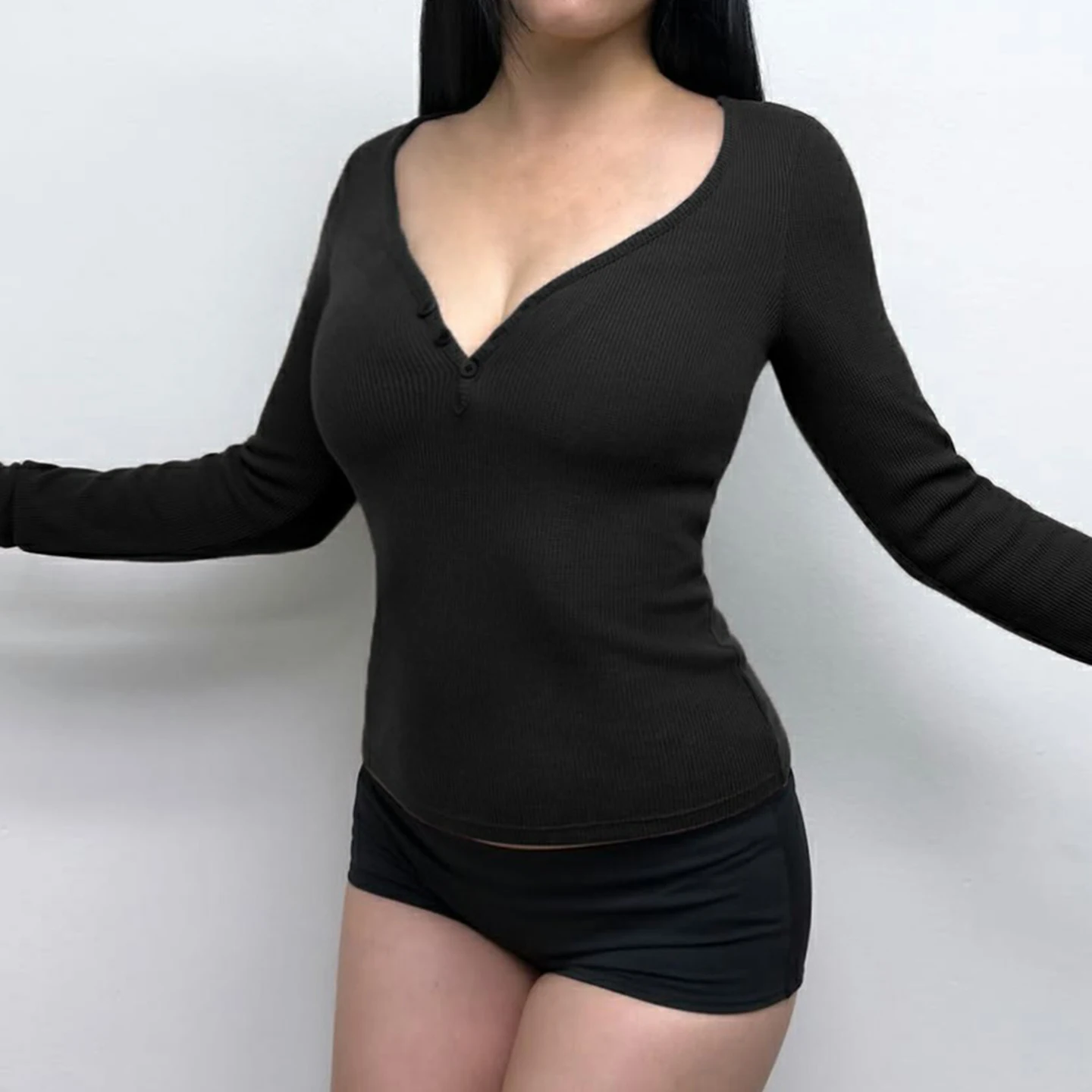 Casual Solide Rippen T-Shirt Grundlegende Quadrat Kragen Langarm T-shirts Frauen 2025, Herbst Frühling Mode Streetwear Damen Schichtung Top