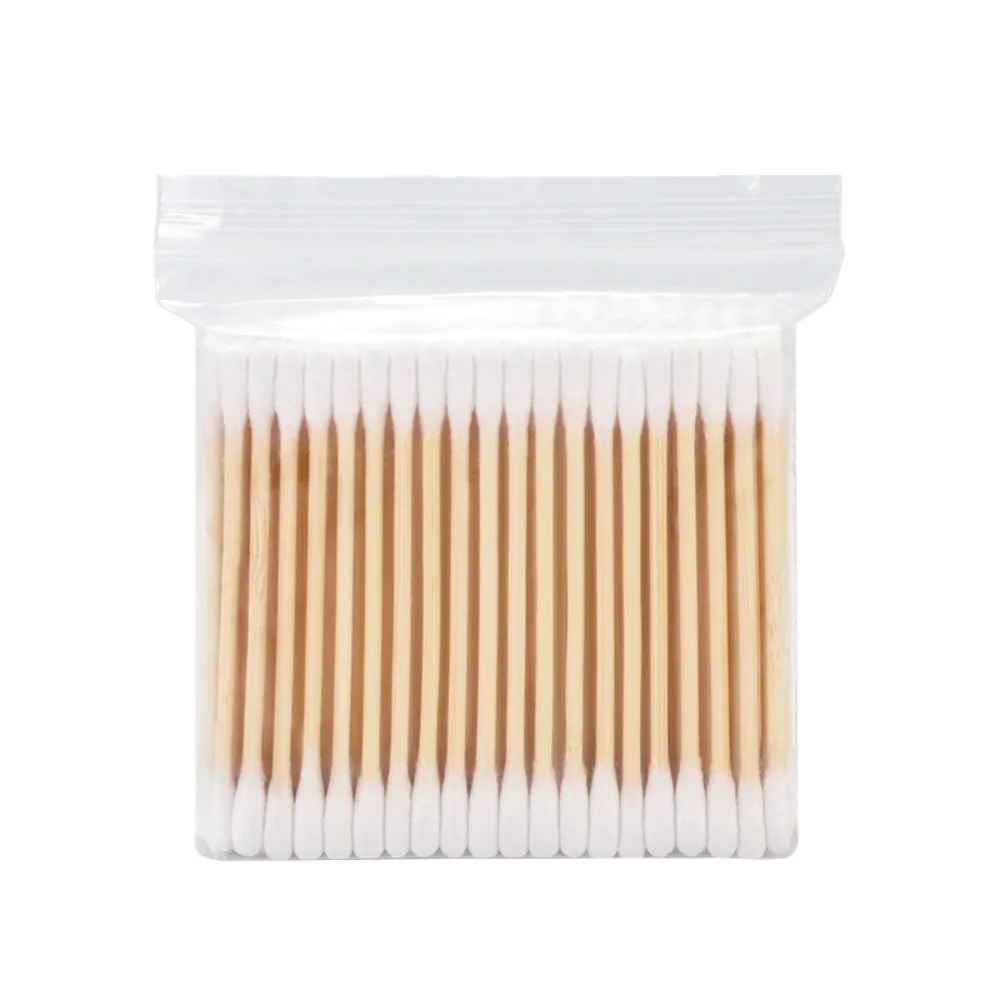 

100 Pcs 100% Cotton Cotton Swabs Wooden Cotton Buds Q-Tip Hypoallergenic Chlorine-Free Double-Tipped Cotton Buds Daily Cleaning