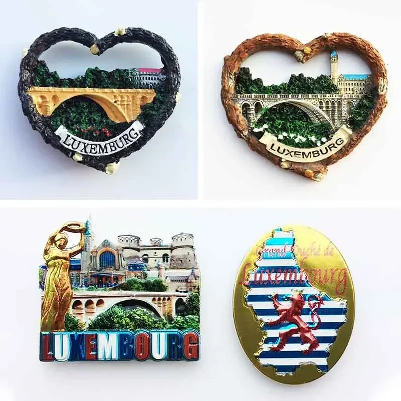 European Luxembourg Landmark Fridge Magnets Heart Shape Tourism Memorial Magnetic Stickers for Refrigeraters Decorative Crafts