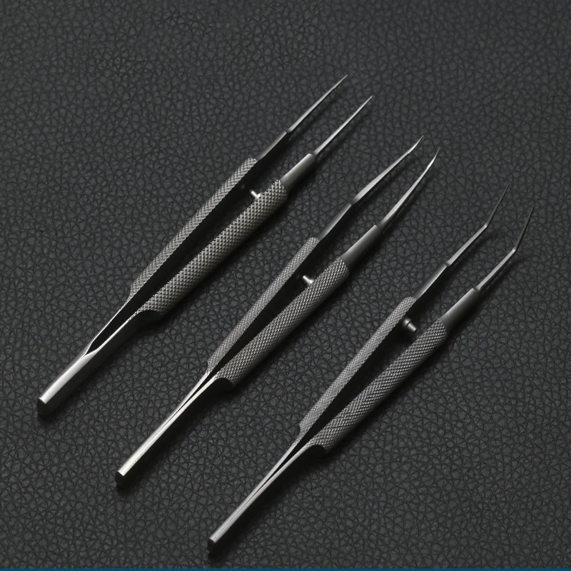 Ophthalmology Microsurgery Instruments Surgical Round Handle Micro Tweezers Stainless Steel Titanium Alloy Double Eyelid Embeddi