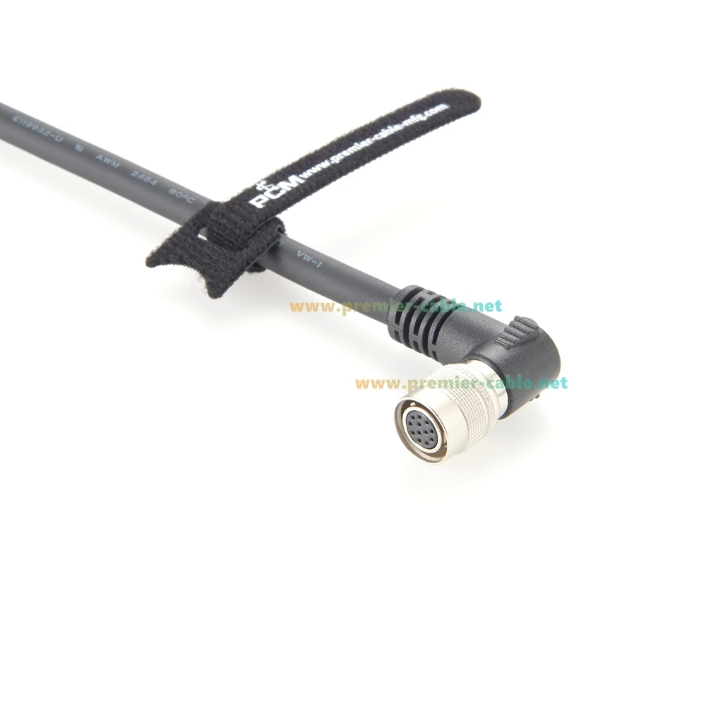 直角互換ヒロセ 12 ピン メス HR10A-10P-12S からリード線 I/O ケーブル、ソニー日立カメラ B4 ENG Amira Alexa Basler 用