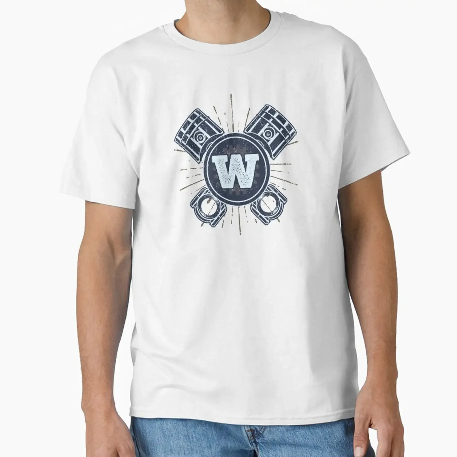 Monogram W Vintage Car Pistons designed and sold by simplymonogram vintage Washed Stretched homme Stylish fashion Casual
