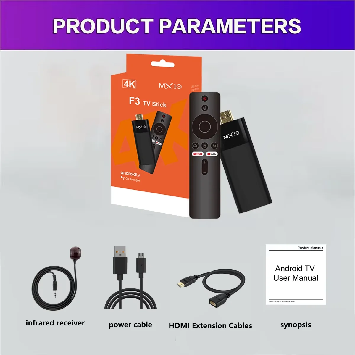 Android TV Stick MX10-F3 H313 4K UHD 2.4/5.8G WiFi Android 13 Smart Sticks Amazon Fire TV 4K Goede prijs 2 + 16GB