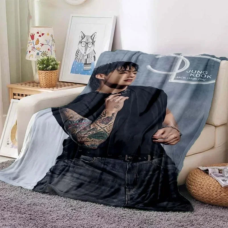 3dmale celebrity J-ju Kook coperta stampata soggiorno divano coperta decorazione camera da letto coperta flanella soft warmthpersonalizzabile