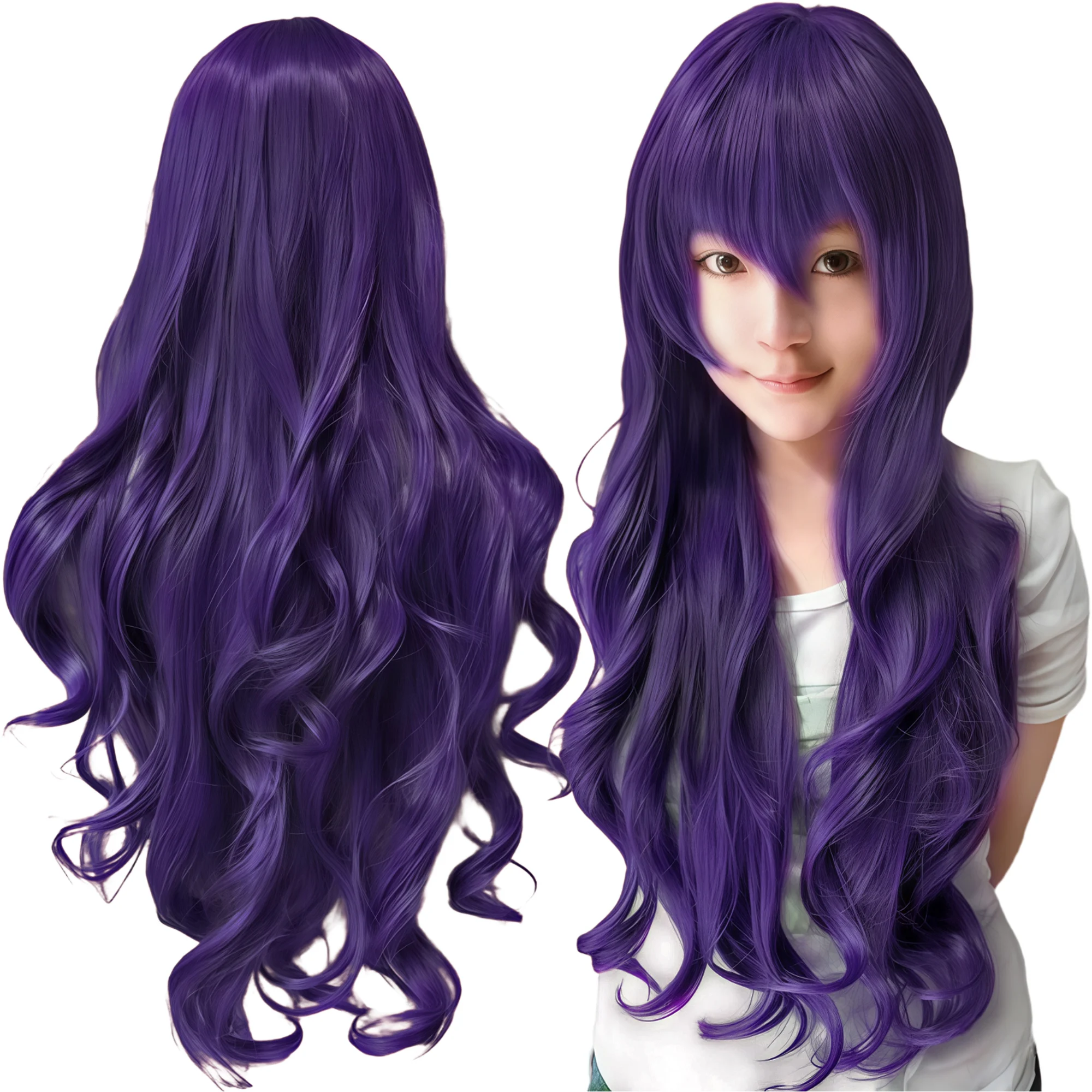 Synthetic Hair Lavender Purpl Cosplay Wig Misato Katsuragi Lolita Hair Curly Anime Wigs Hotaru Tomoe Halloween Costume Wig