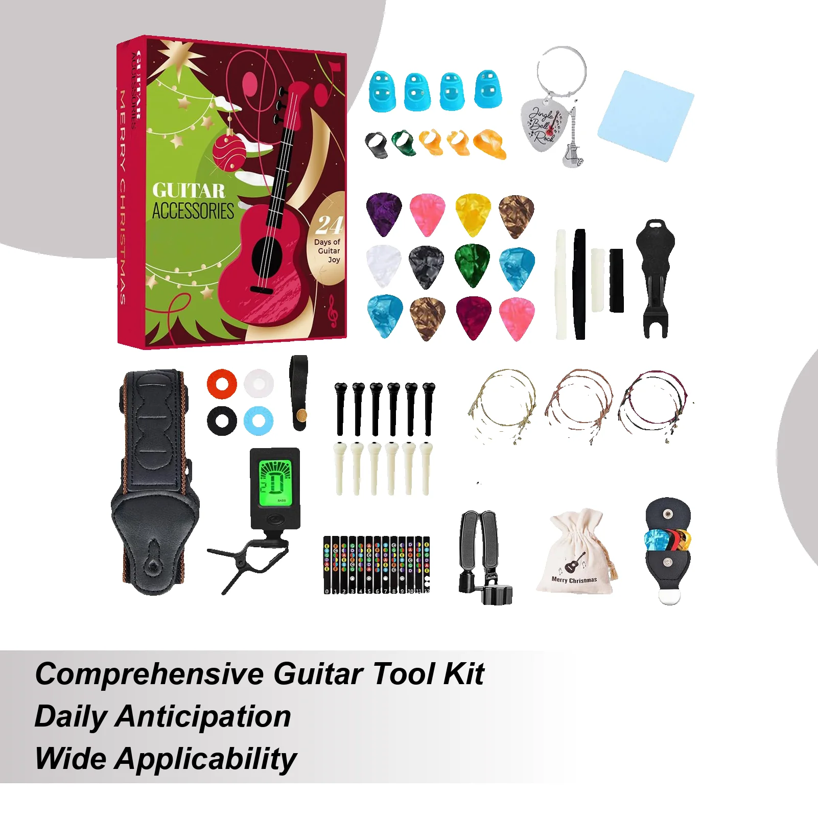 

Рождественский календарь обратного отсчета, 24-дневные музыкальные аксессуары, медиаторы для акустической гитары с обратным отсчетом для взрослых, подростков, любителей музыки, бас-гитары