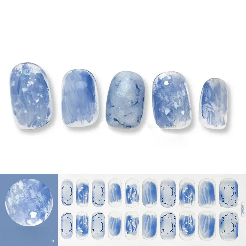 20 Fingers Leopard Gel Nail Strips Patch Sliders Adhesive Waterproof Long Lasting Full curing Baking-free UV Lamp Nail Stickers