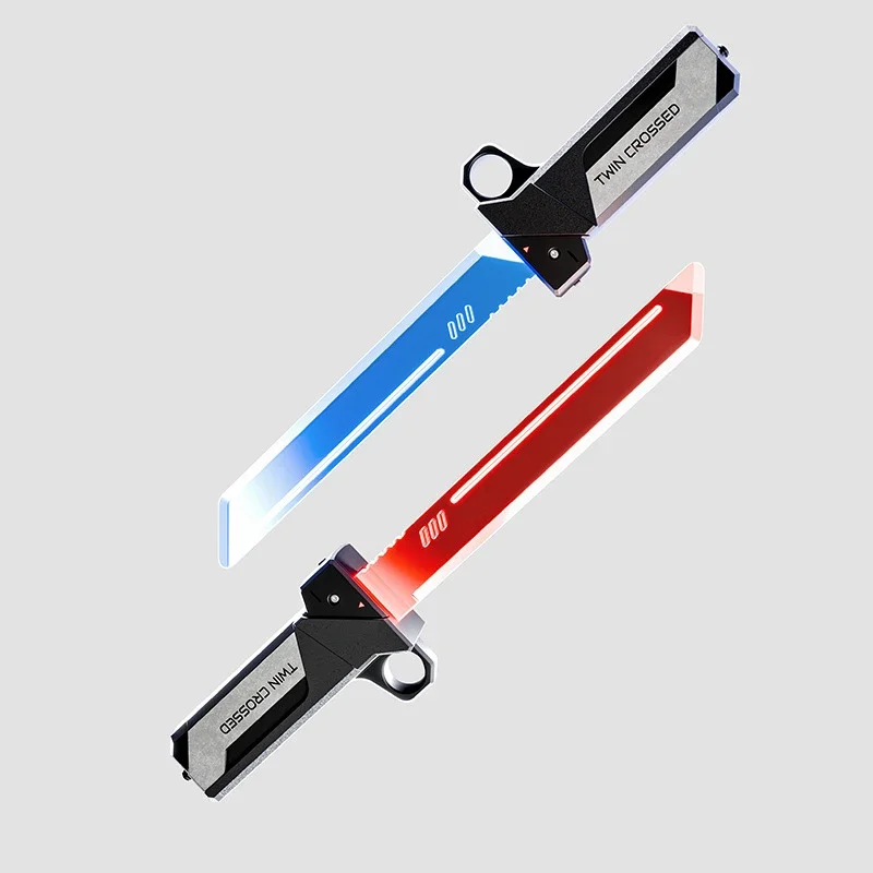 

2pcs/set Double Edged Insertion Of Light Sword Glowing Red Blue Shine Cosplay Sword Toys Props Outdoor Toy For Kids Adults