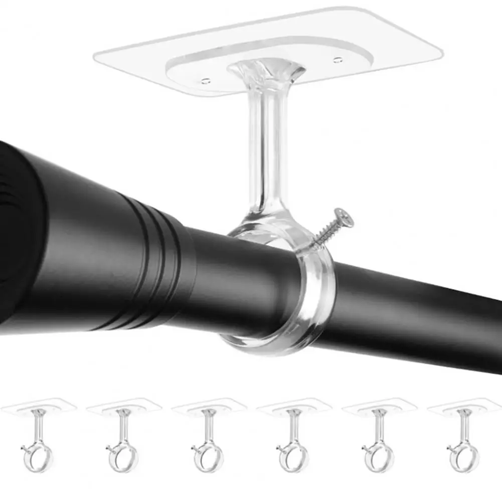 Drill-free Curtain Rod Brackets Adjustable Curtain Rod Holder Brackets Strong Load-bearing Ceiling Mounted Hooks Simple