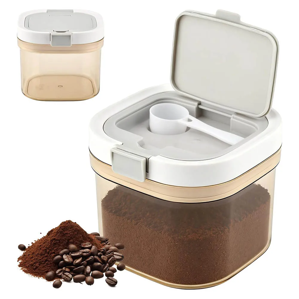 

Контейнер для сахара с ложкой, 800 мл, для кофе, молотого кофе, смесей, герметичный контейнер для хранения продуктов: кофе, чая, муки, круп