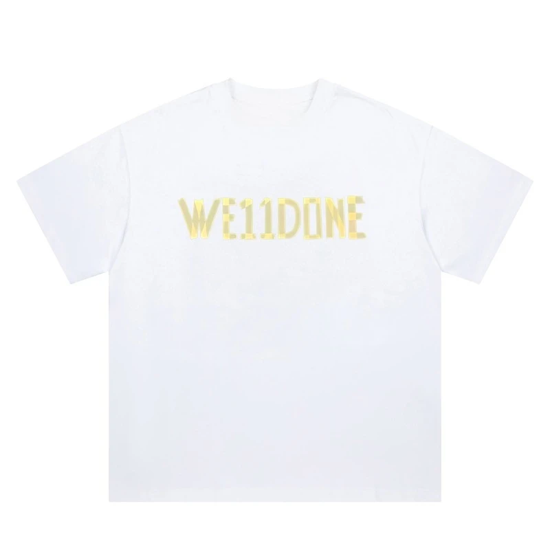 WE11DONE CDG المتخصصة العلامة التجارية العصرية المطبوعة رسالة شعار الشريط المطبوعة الرجال والنساء جولة الرقبة فضفاضة قصيرة الأكمام تي شيرت