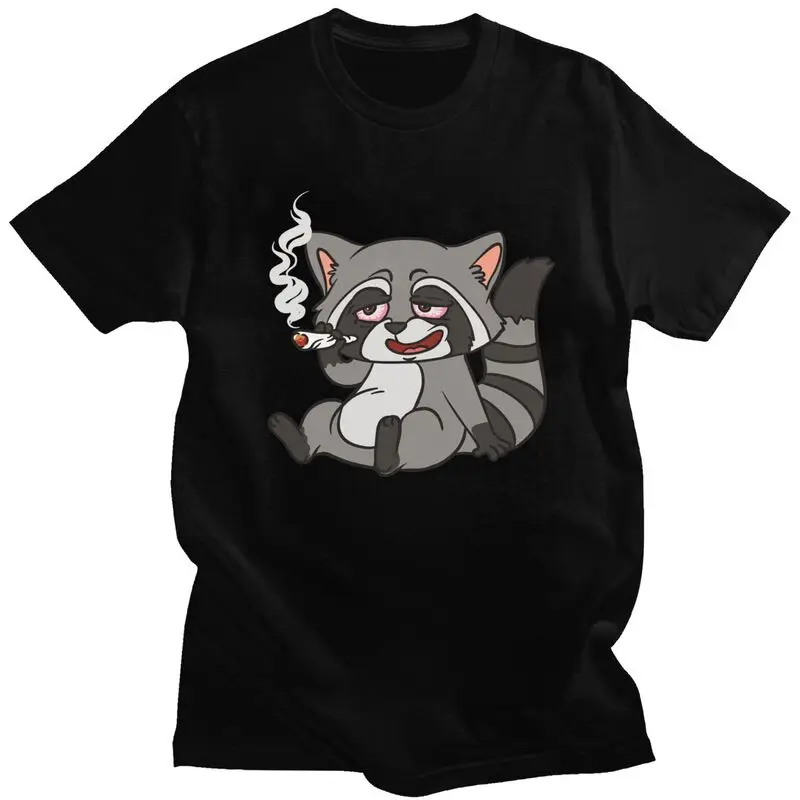 Custom Mens Raccoon Smoking T Shirts Short Sleeve Cotton Tshirt Classic T-shirt Casual Racoon Panda Tee Clothes