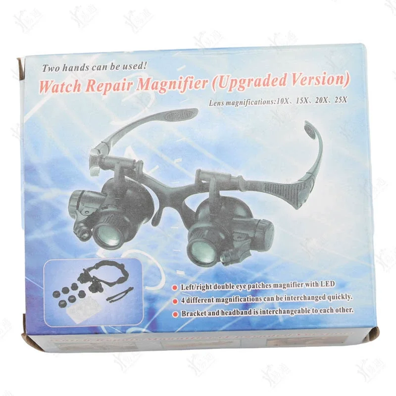 Watch Repair Magnifier For Circuit Board Maintenance Double Eye Patches Magnifier with Led