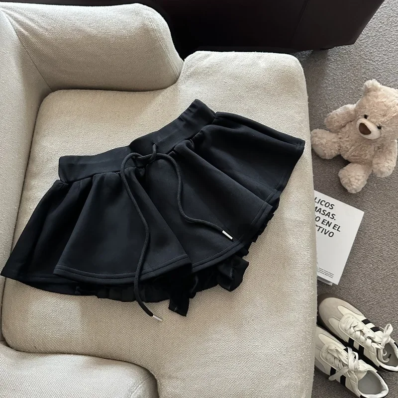 Hohe Taille Kordelzug Tutu Rock Frauen Y2K Sommer Mode Alle-Spiel Mini Röcke Koreanische Anti Glare Kawaii Dance Röcke neue