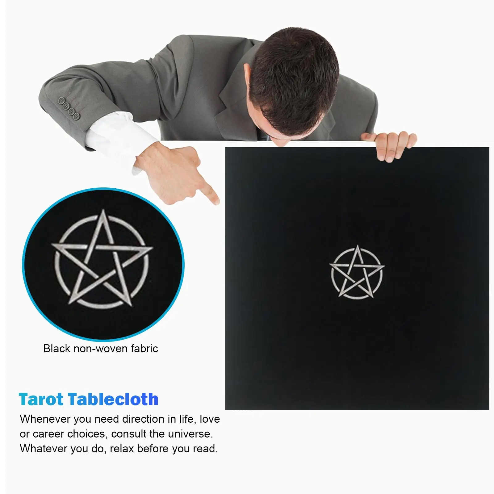 

Скатерть Таро с пентаграммой и сумкой Скатерть для гадания 50x50 см Коврик для настольной игры с пентаграммой Украшение домашнего стола