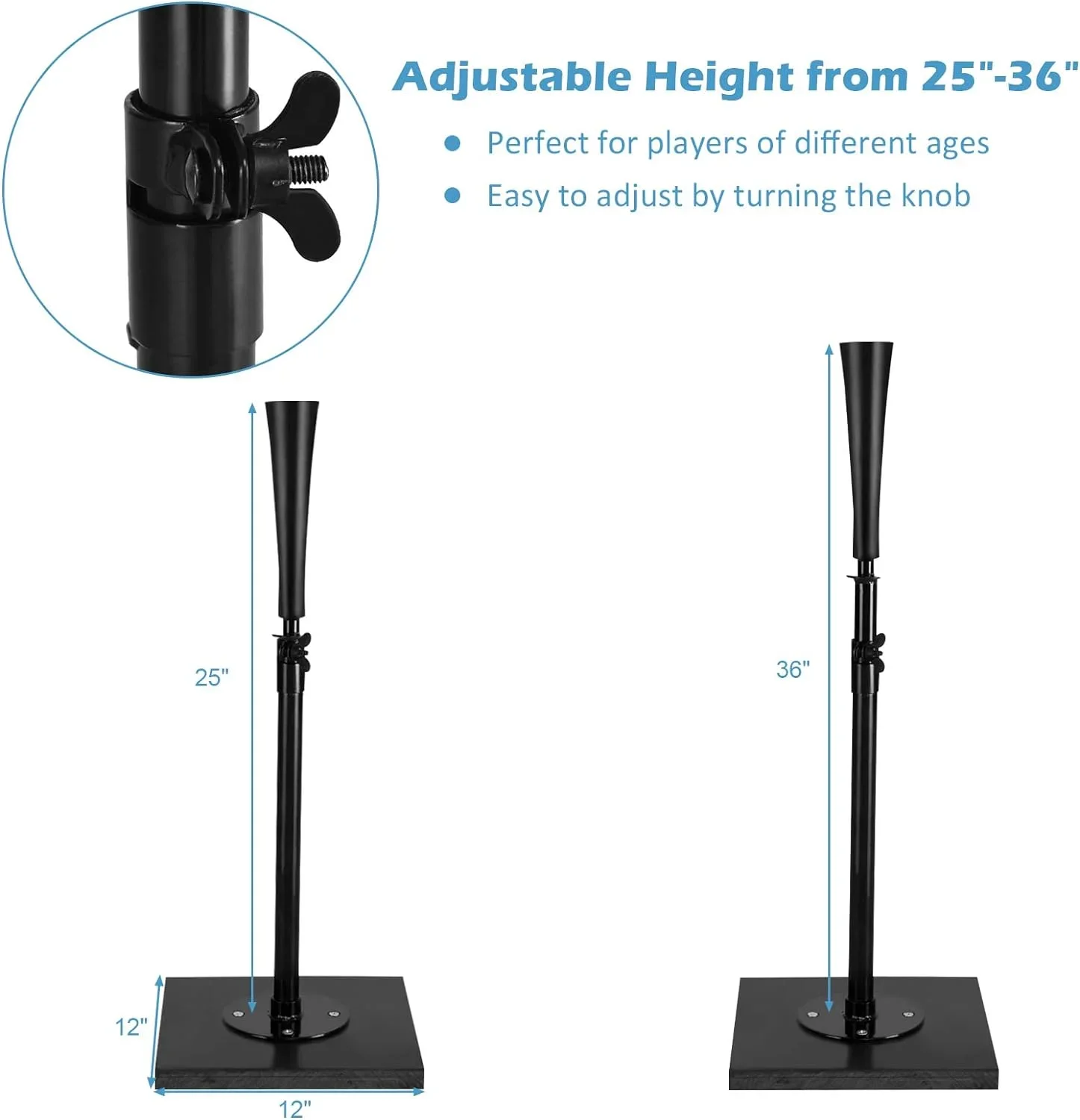Factory Supply Adjustable Baseball Tee Equipment Wholesale Portable Baseball Batting Tee