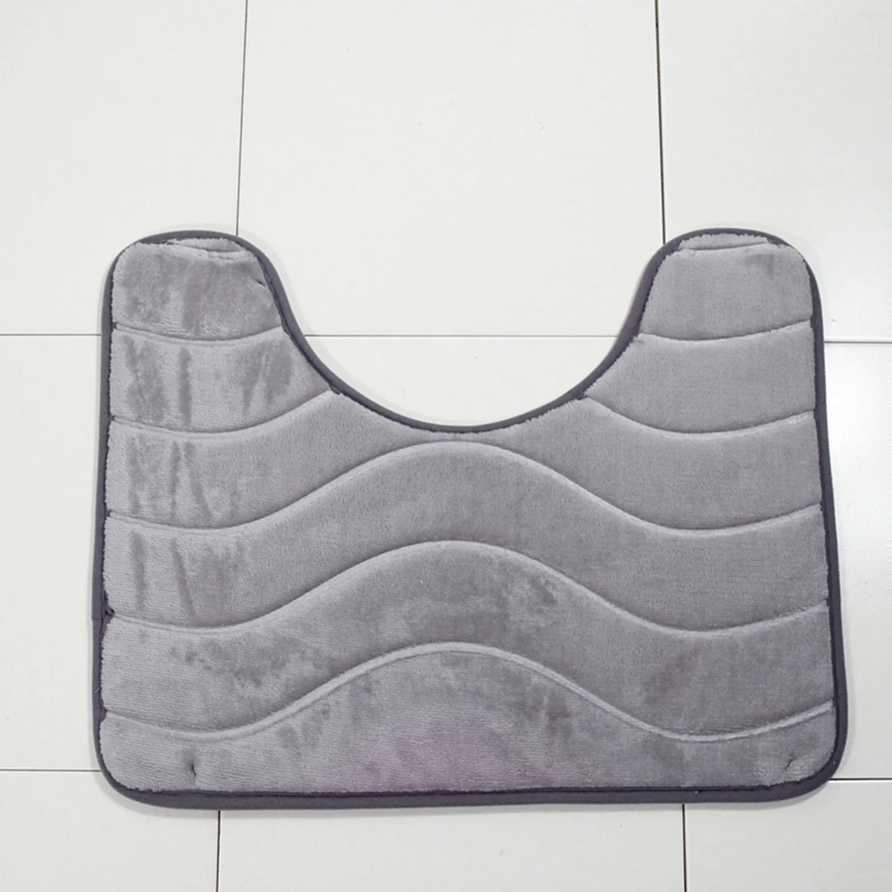 

Bathroom Mat Set Flannel Embossed Soft Non Slip Bathtub Rug U-Shape Toilet Seat Cover Water Absorbent Quick Dry