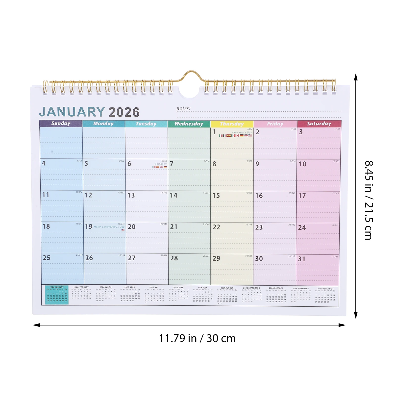 تقويم معلق على الحائط لمدة 18 شهرًا، 2026 يناير، 2027، مخطط شهري عمودي، تقويم ورقي كبير للمكتب المنزلي