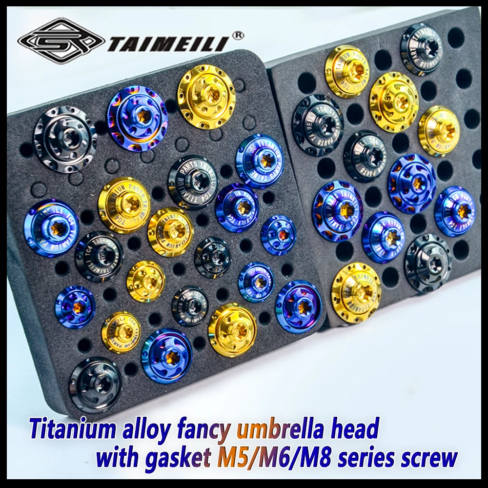 

TAIMEILI 1pcs Titanium alloy screw fancy umbrella head screw with gasket M5M6M8x15-45mm motorcycle decoration modification