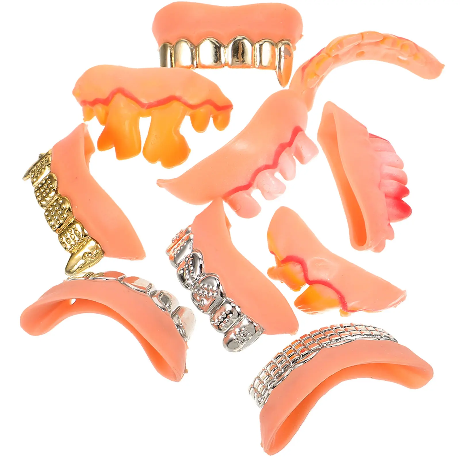 

10 шт. забавных накладных зубов, реалистичные пластиковые искусственные зубы для костюмированных вечеринок, Хэллоуина, косплея, маскарадов для взрослых