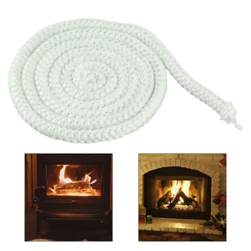 

White Gasket Cord Stove Door Fireplace Cord Fiberglass High Temperature Woodburner Sealing Rope Replacement