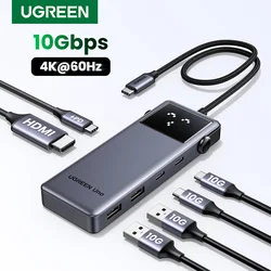 UGREEN Uno USB-C HUB 6-in-1 4K60Hz HDMI PD100W 10Gbps USB3.2 Gen2 USB-C Splitter for Laptop MacBook USB Expander Docking Station