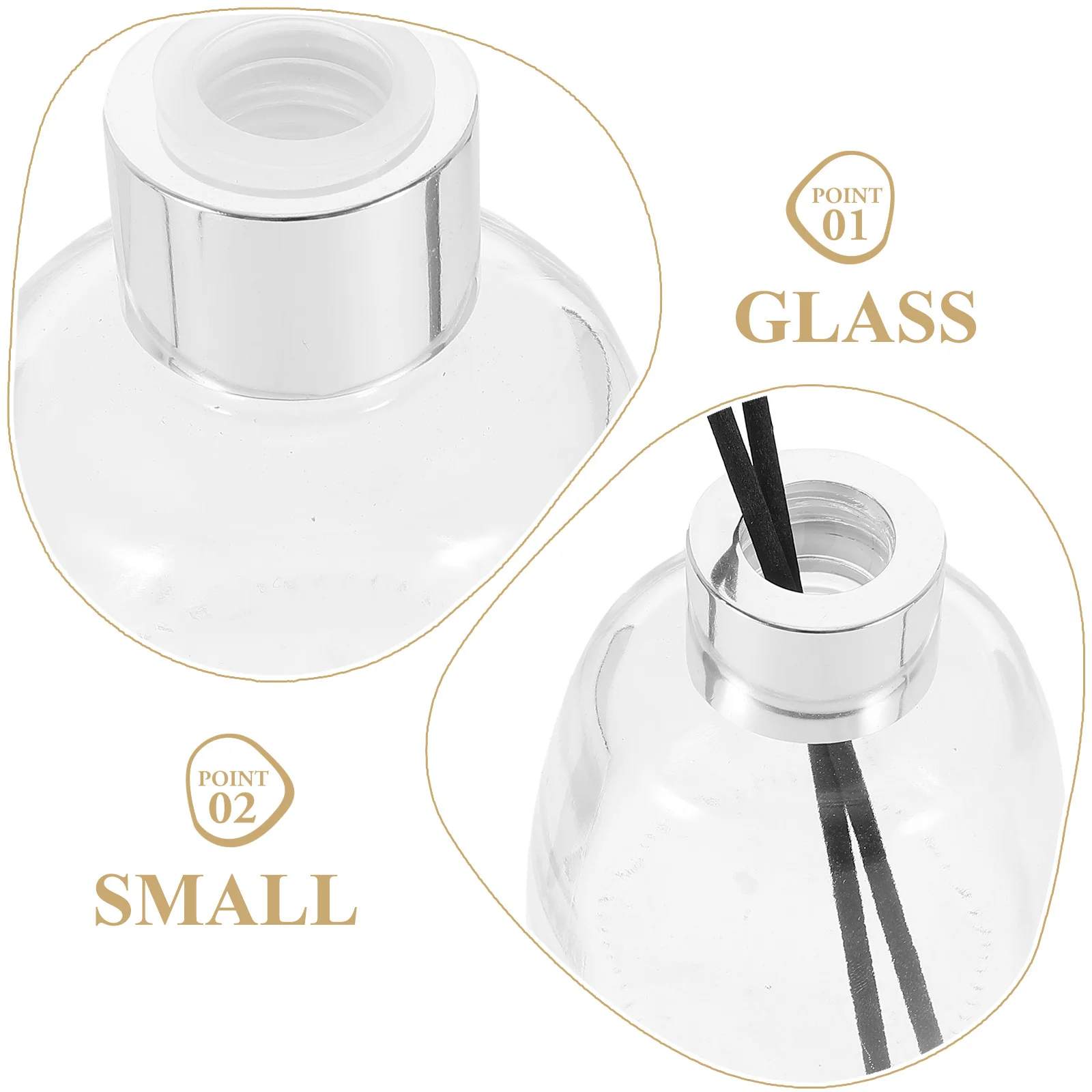 

1Set Stylish Glass Perfume Diffuser Bottle Clear Empty Container Elegant Home Decor DIY Craft Aromatherapy Volatile Bottles