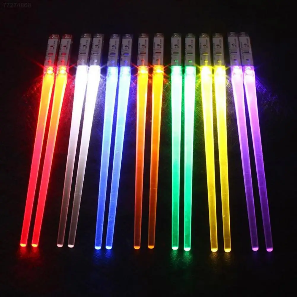 1 Pair Creative Food Chopsticks Portable LED Chopsticks LED Illuminated Glowing Light Chinese Chop Sticks  Easy-to-Clean