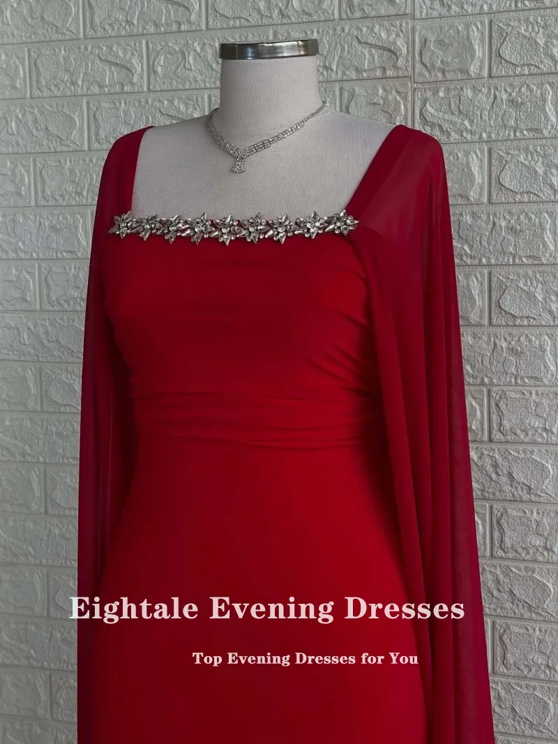 

Eightale арабское вечернее платье для свадебной вечеринки, расшитое бисером и стразами, красное платье русалки для выпускного вечера по индивидуальному заказу