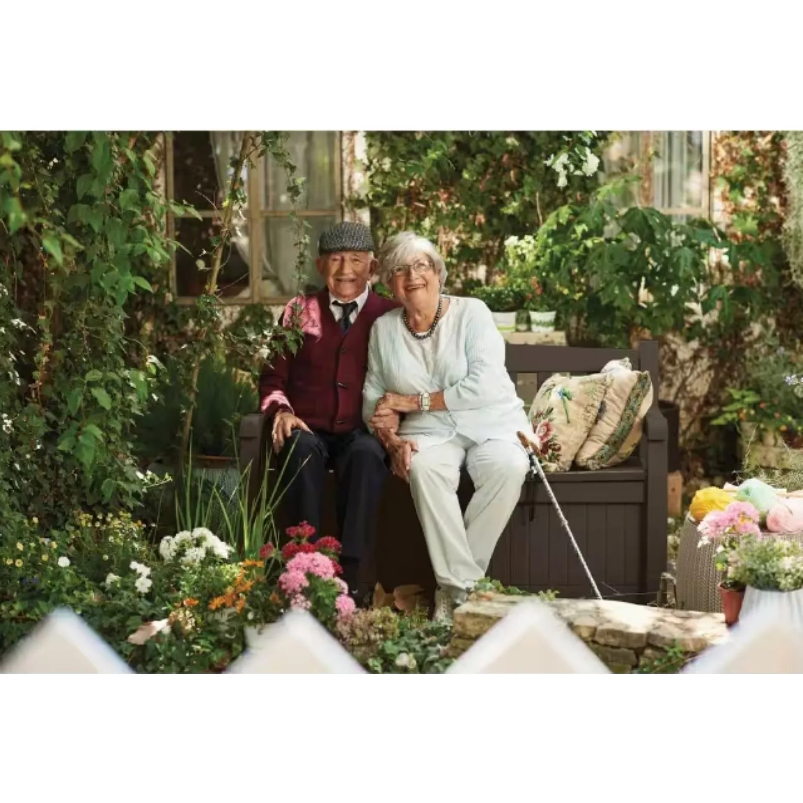 US Solana 2-Person Brown Outdoor Resin Storage Bench