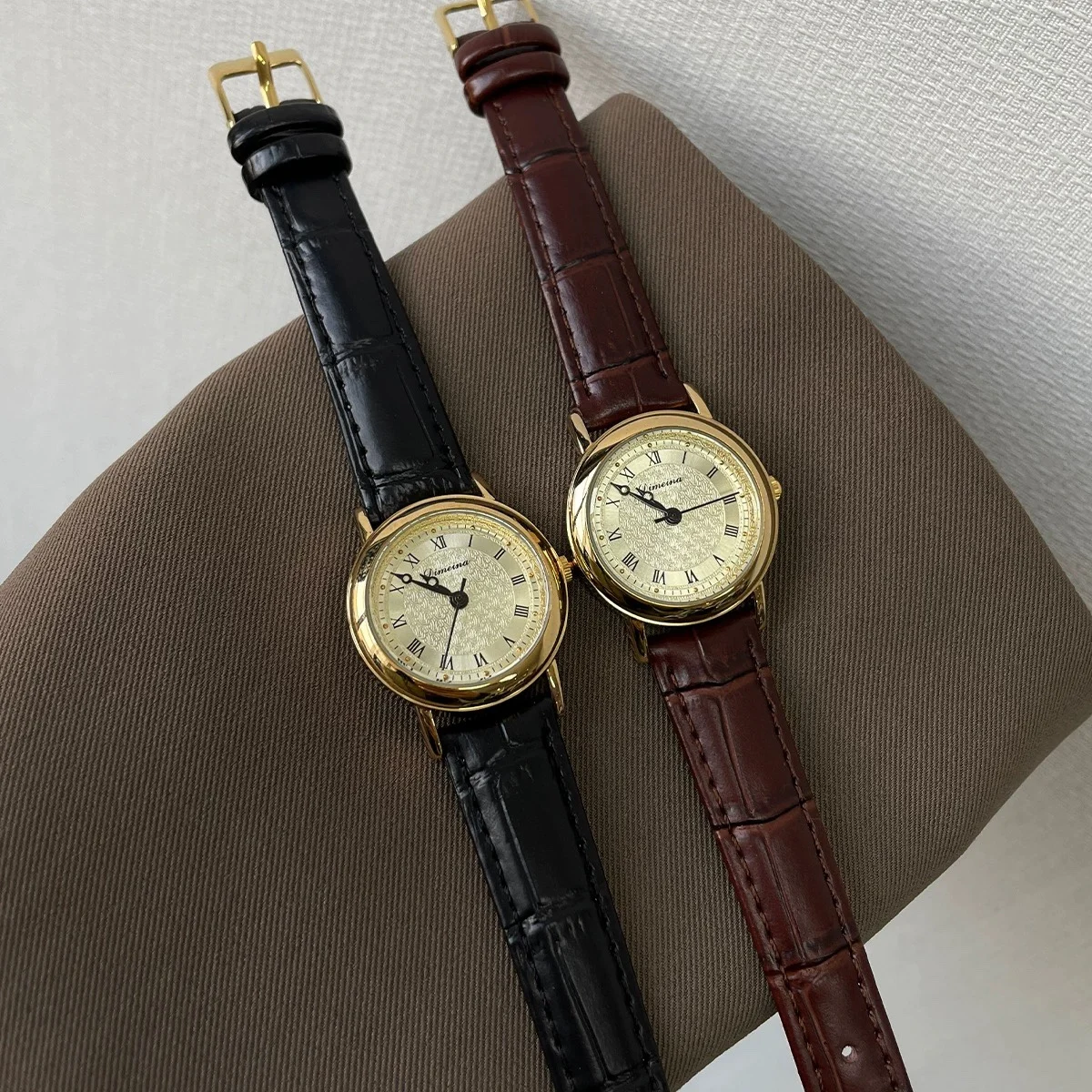 2026 New Retro Brown Round Exquisite Dial Watch Women'S High Quality Luxury Belt Quartz Watch Gift Accessories For Women