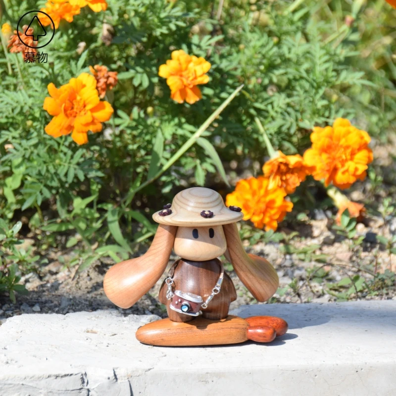 

Оригинальная деревянная фигурка кролика-эльфа MooWu, милое украшение для автомобиля, мультяшный декор для дома, аксессуары