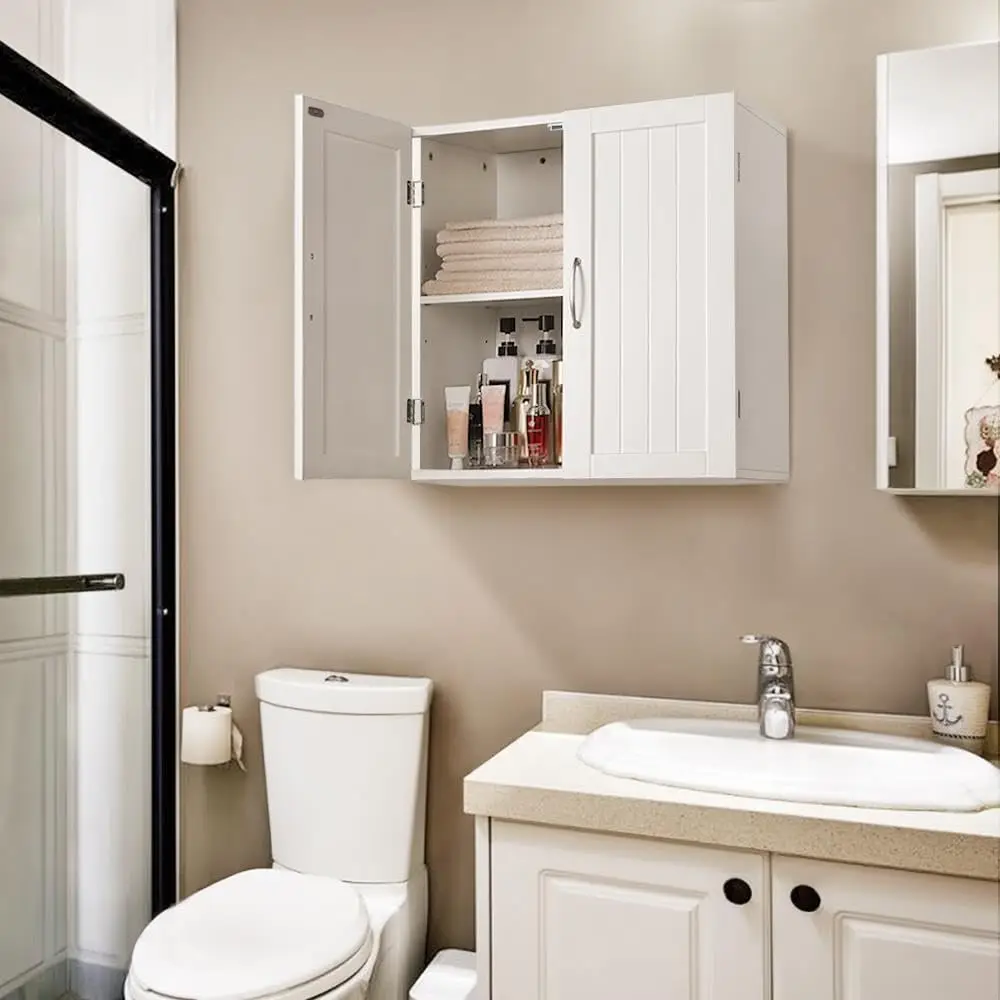 Bathroom Wall Cabinet with Adjustable Shelf, Kitchen Storage Cupboard Cabinet with 2 Doors, Wall Mount Medicine, Customized