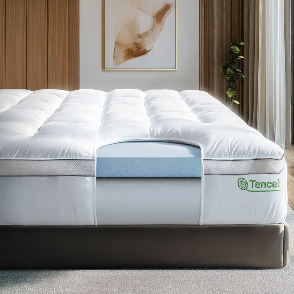 4 Inch Pillow Top Memory oam MattrTopper King - Cooling Hybrid Lux Dual Layer Bed MattrPad - Certi-US Certiied