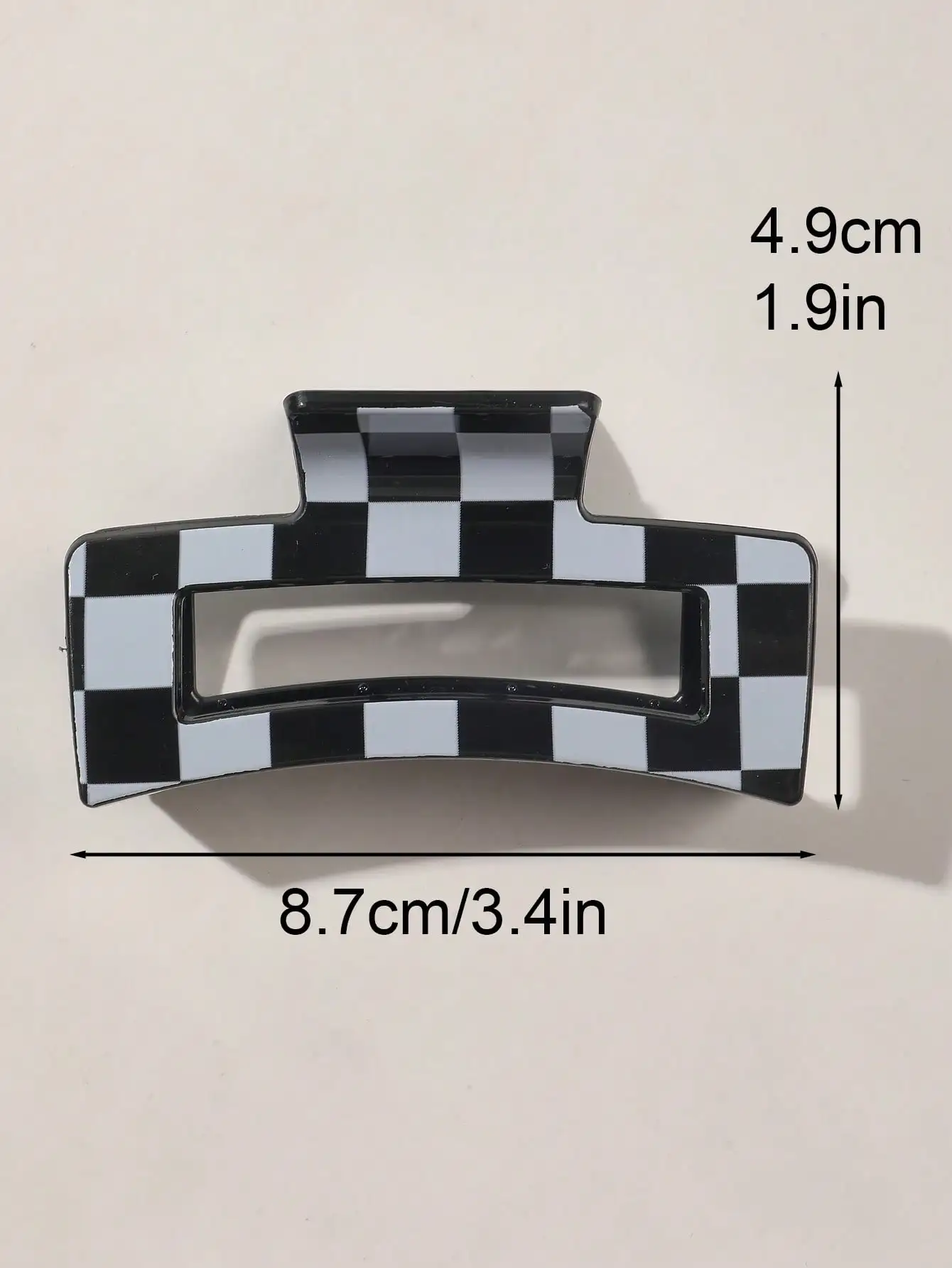 1/4Pcs Schwarz Weiß Karierten Rechteck Haar Klaue Clips Für Frauen Mädchen Mode Glänzend Shark Clips Winter Haar zubehör Geschenk – Detail 4