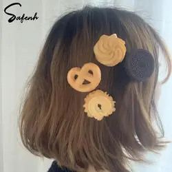 1Pcs Creative Girls Cute Biscuit Hairpin Simple Cookie Shape Side Top Hair Clip Headdress Hair Ornament Fashion Hair Accessories