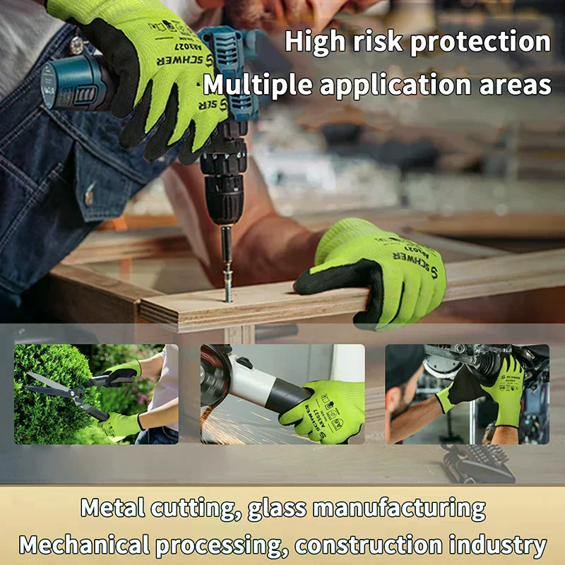 1 زوج قفازات واقية خارجية مقاومة للانزلاق ومقاومة للاهتراء سميكة A6 قفازات مقاومة للقطع والطعن مع أسلاك الفولاذ #1